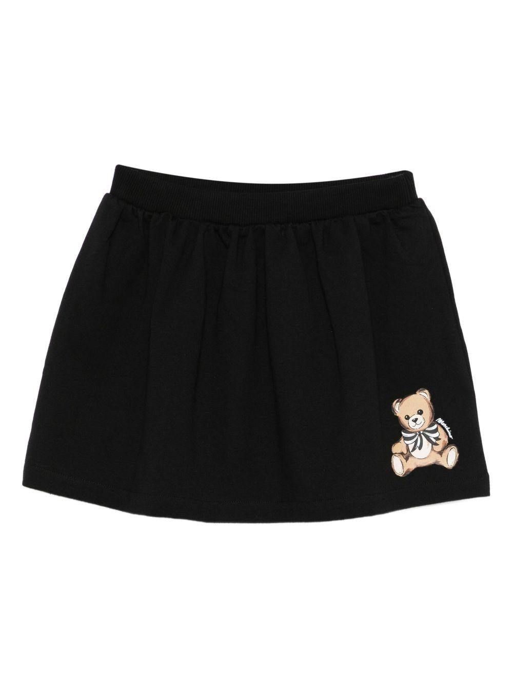 Minigonna per bambina Moschino Kids nero elasticizzata in vita Teddy Bear - Rubino Kids
