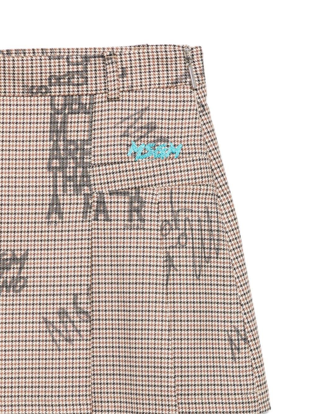 Minigonna per bambina MSGM Kids marrone con stampa grafica - Rubino Kids