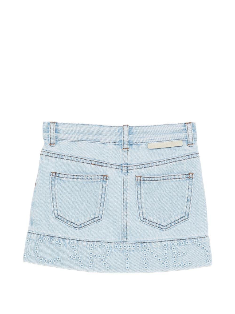 Minigonna per bambina Stella McCartney Kids in denim con occhielli - Rubino Kids