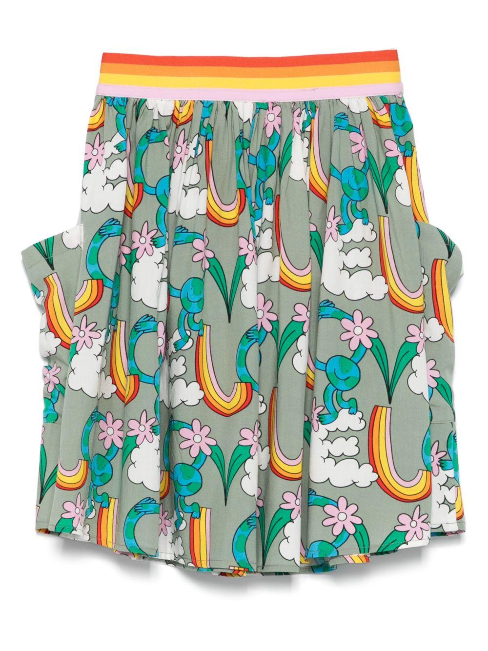Minigonna per bambina Stella McCartney Kids multicolore con stampa grafica - Rubino Kids