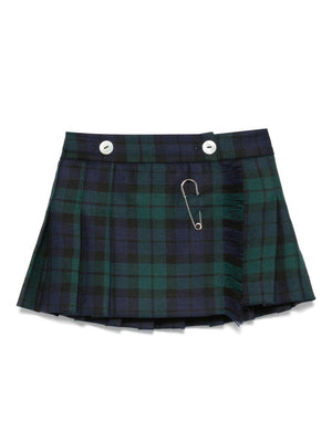 Minigonna per neonata Mariella Ferrari blu a quadri plissettati