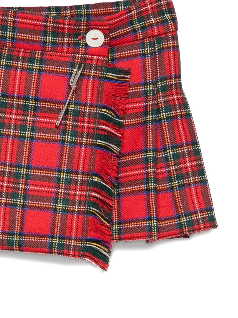 Minigonna per neonata Mariella Ferrari rosso a quadri plissettati - Rubino Kids