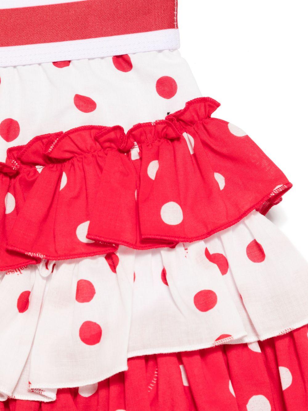 Minigonna per neonata Monnalisa bianco a pois con dettagli con ruches - Rubino Kids