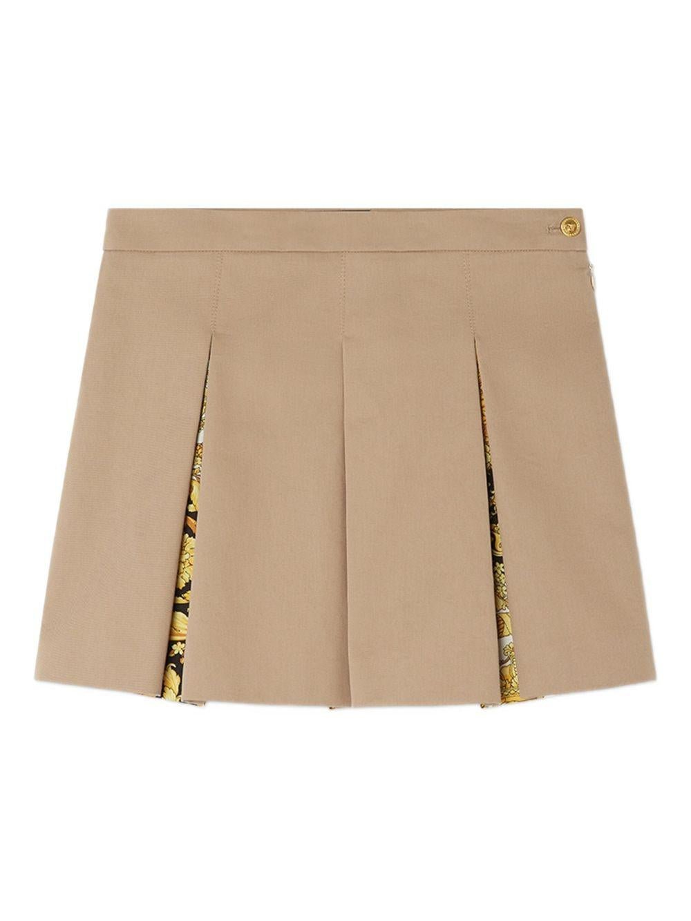 Minigonna plissettata per bambina Versace Kids beige con dettaglio laterale Medusa - Rubino Kids
