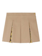 Minigonna plissettata per bambina Versace Kids beige con dettaglio laterale Medusa - Rubino Kids