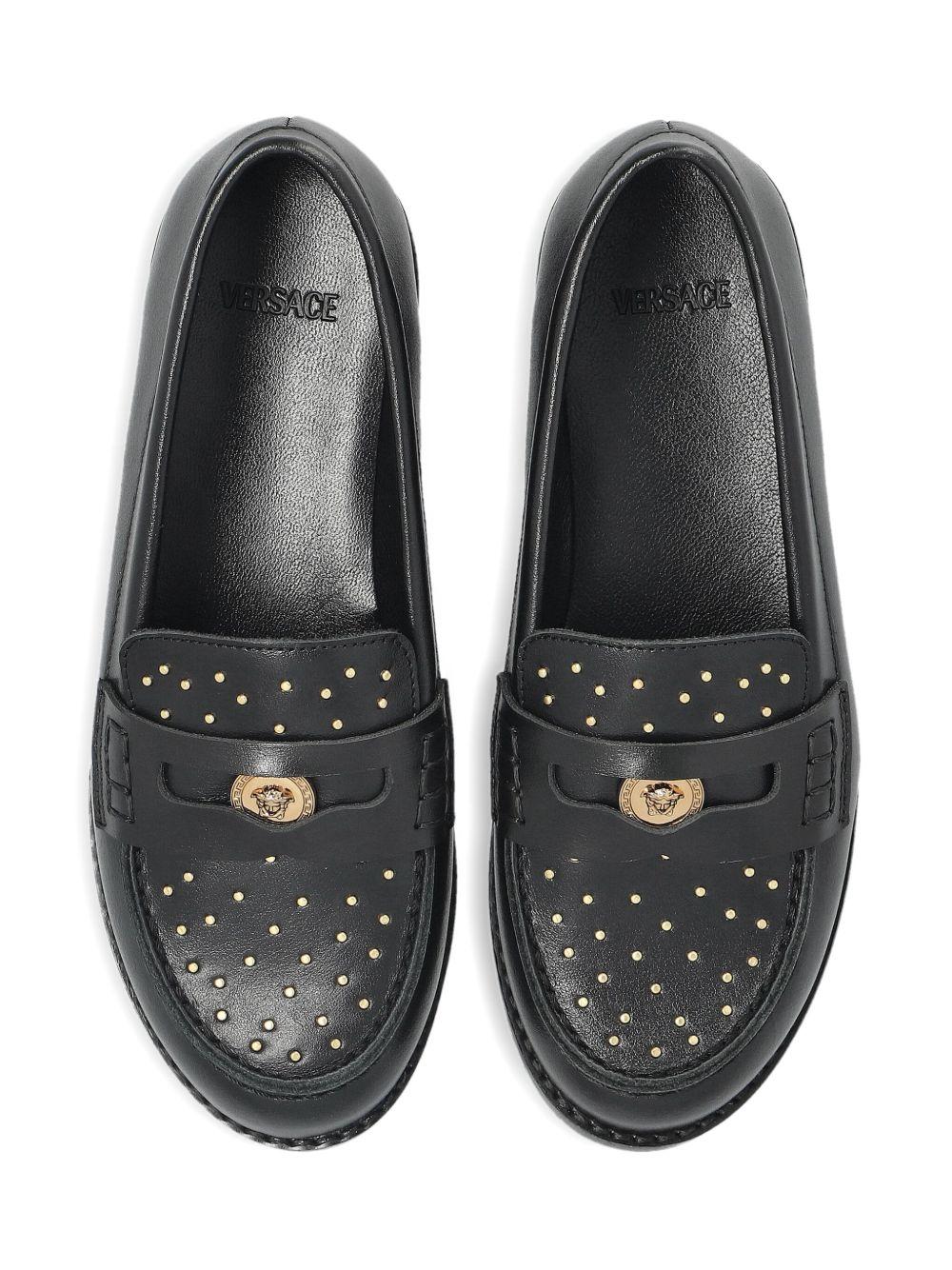 Mocassini Medusa per bambino Versace Kids neri con borchie color oro - Rubino Kids