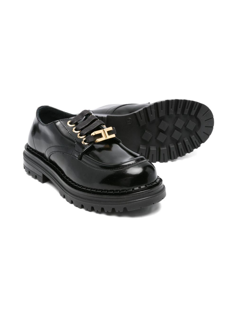 Mocassini per bambina Elisabetta Franchi La Mia Bambina neri con fibbia color oro - Rubino Kids