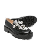 Mocassini per bambina Florens neri con decorazioni in cristallo - Rubino Kids