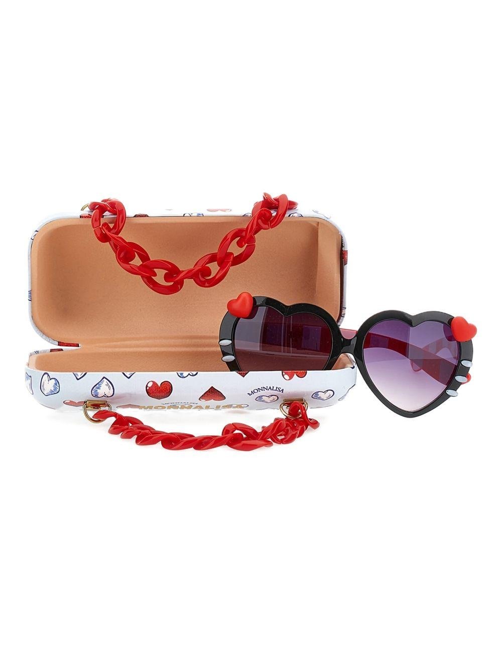 Occhiali da sole per bambina Monnalisa nero e rosso x Hello Kitty a cuore - Rubino Kids