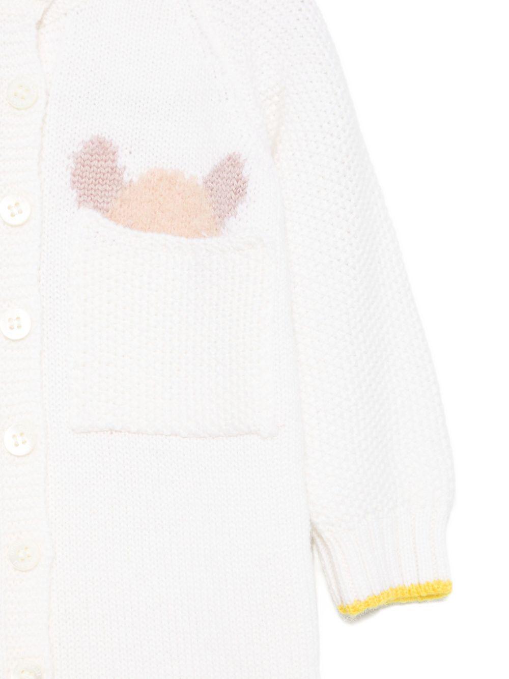 Pagliaccetto per neonata Gensami Kids bianco lavorato a maglia con bottoni - Rubino Kids