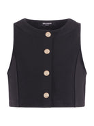 Panciotto per bambina Balmain Kids nero con bottoni dorati sul davanti - Rubino Kids