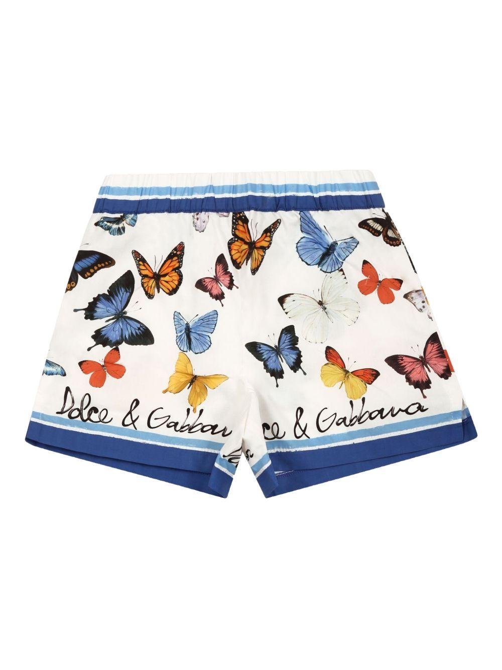 Pantaloncini con stampa a farfalla per neonata Dolce & Gabbana Kids bianco con logo stampato - Rubino Kids