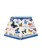 Pantaloncini con stampa a farfalla per neonata Dolce & Gabbana Kids bianco con logo stampato - Rubino Kids