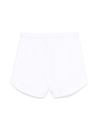 Pantaloncini con stampa logo per bambina MSGM Kids bianco con gamba larga - Rubino Kids