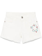 Pantaloncini decorati con strass per bambina John Richmond Junior bianco con orlo sfrangiato - Rubino Kids