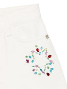 Pantaloncini decorati con strass per bambina John Richmond Junior bianco con orlo sfrangiato - Rubino Kids