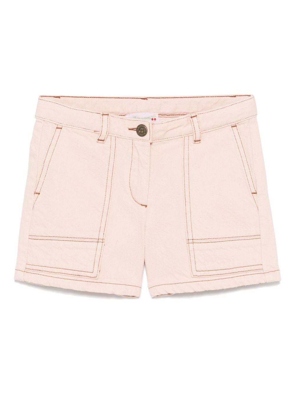 Pantaloncini di jeans per bambina Bonpoint rosa con passanti - Rubino Kids