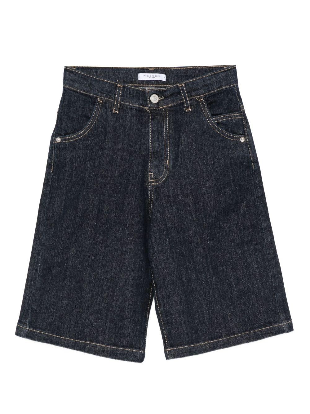 Pantaloncini di jeans per bambino Paolo Pecora Kids blu a cinque tasche - Rubino Kids