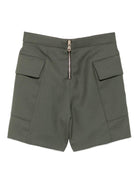 Pantaloncini per bambina Balmain Kids verde con tasche e bottoni - Rubino Kids