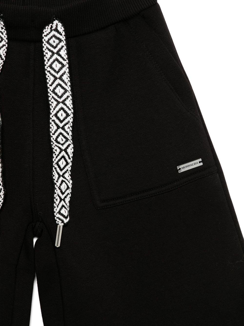 Pantaloncini per bambina Monnalisa nero con dettaglio placca con logo - Rubino Kids