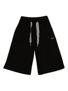 Pantaloncini per bambina Monnalisa nero con dettaglio placca con logo - Rubino Kids