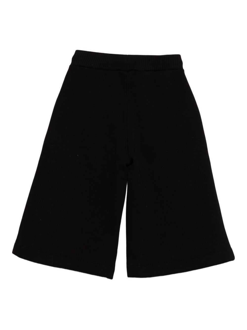 Pantaloncini per bambina Monnalisa nero con dettaglio placca con logo - Rubino Kids