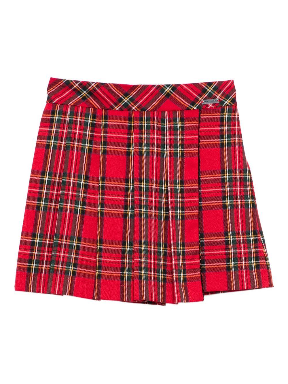 Pantaloncini per bambina Monnalisa rosso motivo a quadri plissettato - Rubino Kids