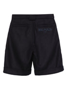 Pantaloncini per bambino Balmain Kids blu con bottoni con logo - Rubino Kids