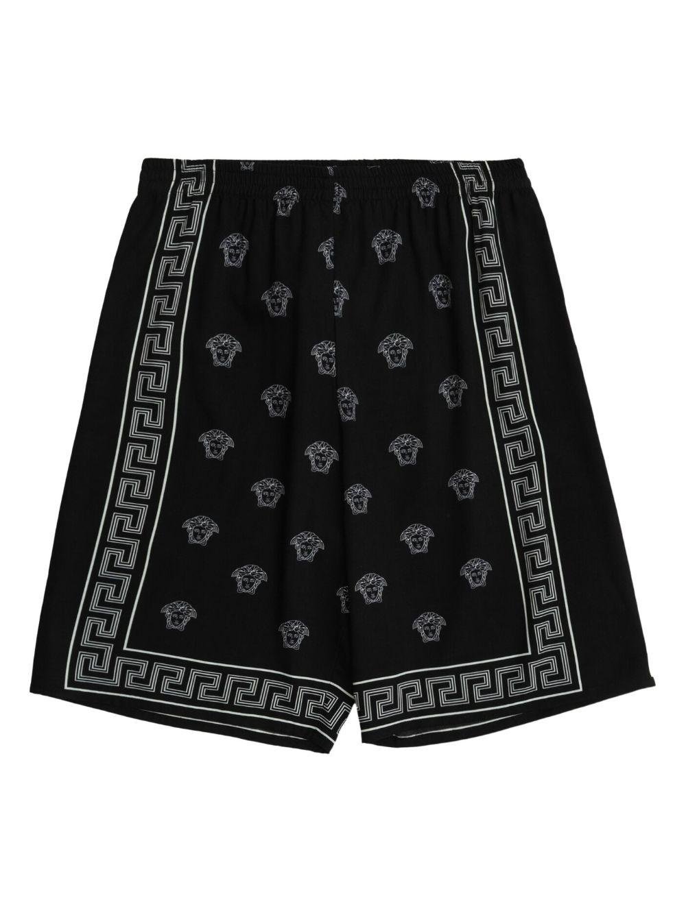 Pantaloncini per bambino Versace Kids Medusa Bandana nero con dettaglio Greca - Rubino Kids