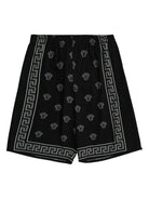 Pantaloncini per bambino Versace Kids Medusa Bandana nero con dettaglio Greca - Rubino Kids