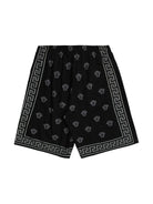 Pantaloncini per bambino Versace Kids Medusa Bandana nero con dettaglio Greca - Rubino Kids