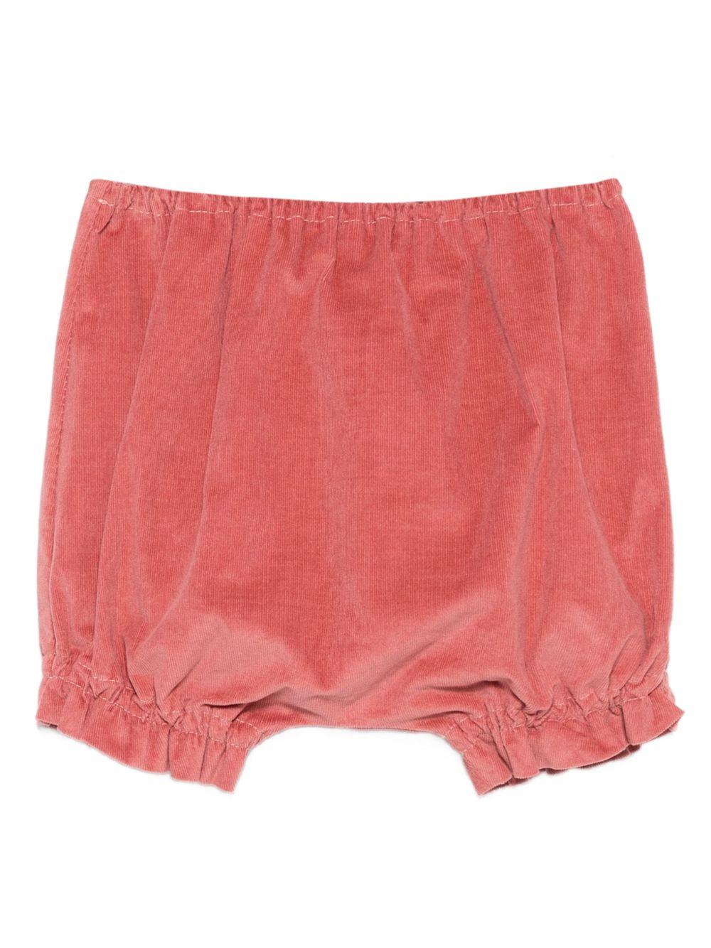 Pantaloncini per neonata Mariella Ferrari corallo di velluto a coste arricciati - Rubino Kids