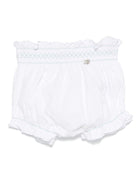 Pantaloncini per neonata Paz Rodriguez bianco con cuciture a contrasto - Rubino Kids
