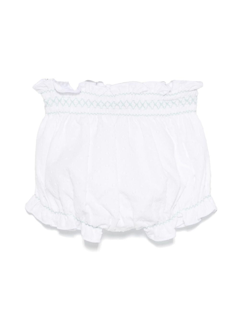 Pantaloncini per neonata Paz Rodriguez bianco con cuciture a contrasto - Rubino Kids