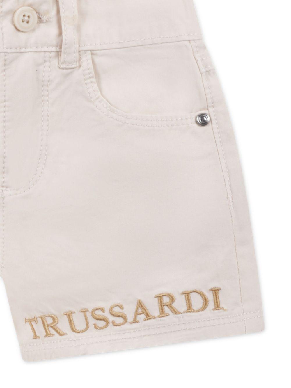 Pantaloncini per neonato TRUSSARDI JUNIOR beige con logo ricamato<BR/><BR/> - Rubino Kids