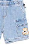 Pantaloncini ricamati Teddy Bear per neonata Moschino Kids blu con elastico in vita - Rubino Kids
