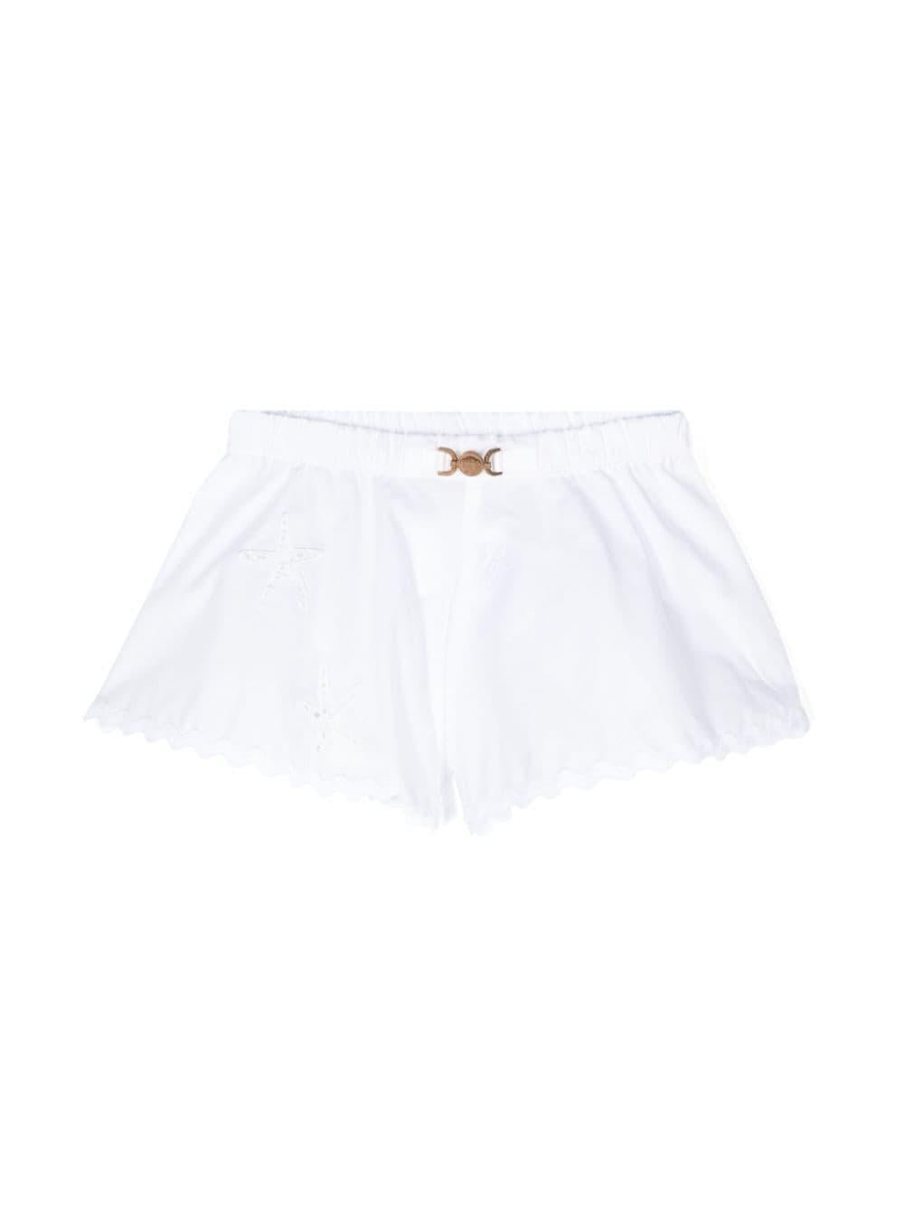 Pantaloncini Sangalo per neonata Versace Kids bianco con elastico in vita - Rubino Kids