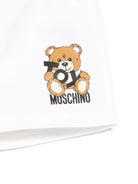 Pantaloncini Teddy Bear per neonato Moschino Kids bianco con cinque tasche - Rubino Kids