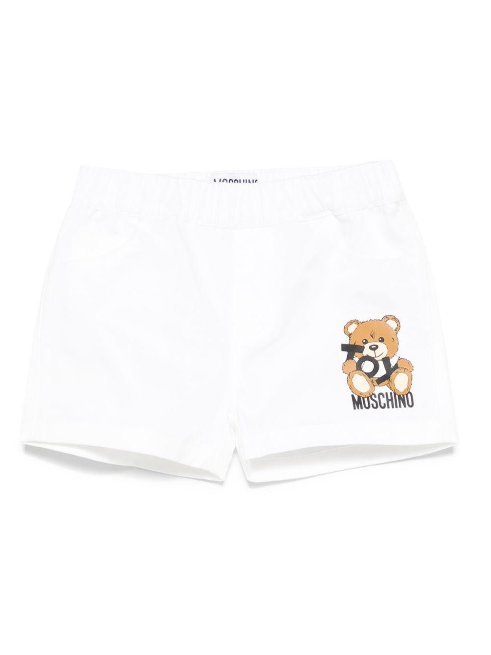 Pantaloncini Teddy Bear per neonato Moschino Kids bianco con cinque tasche - Rubino Kids
