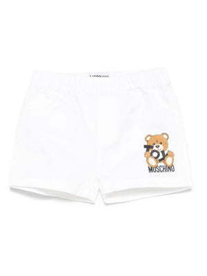 Pantaloncini Teddy Bear per neonato Moschino Kids bianco con cinque tasche