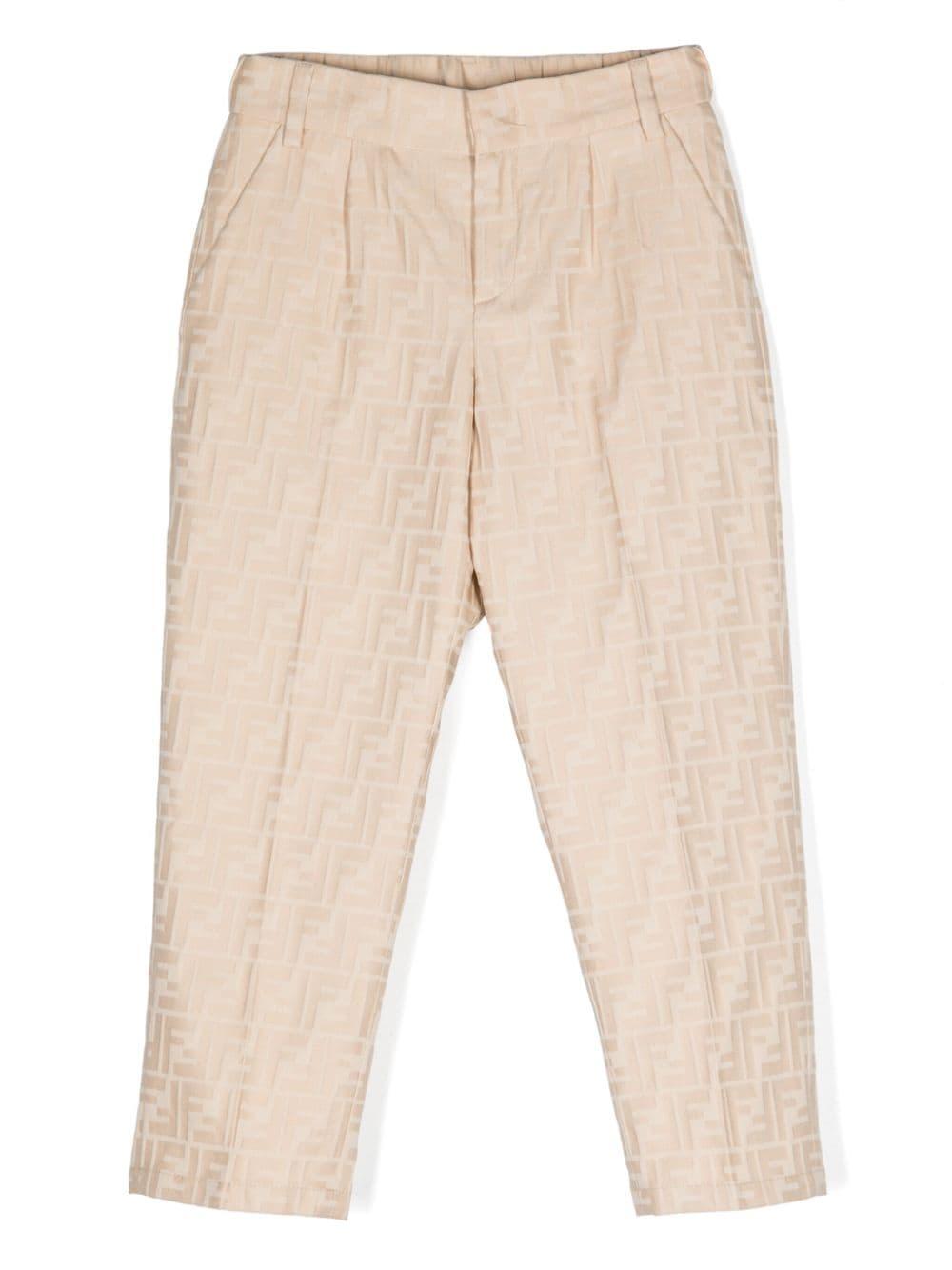 Pantalone classico per bambina Fendi Kids beige logato - Rubino Kids