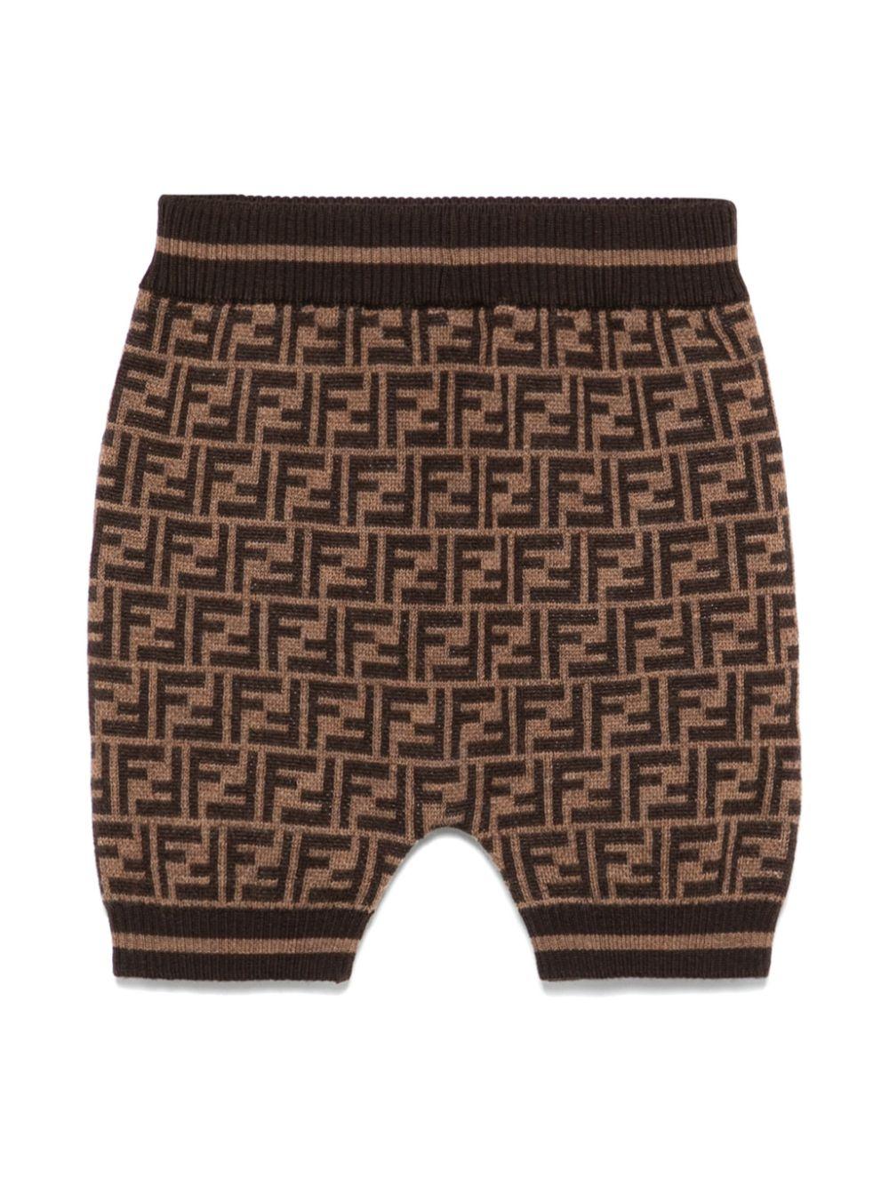Pantalone in maglia per neonato Fendi Kids marrone con vita elasticizzata - Rubino Kids