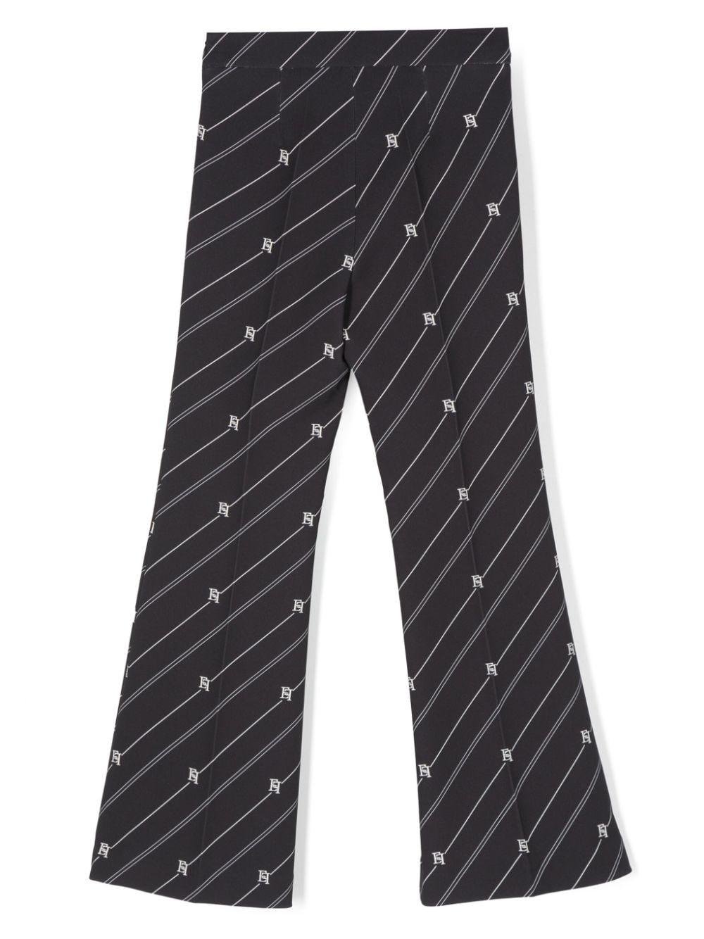 Pantaloni a righe per bambina Elisabetta Franchi La Mia Bambina nero con piega stirata - Rubino Kids
