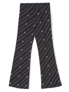 Pantaloni a righe per bambina Elisabetta Franchi La Mia Bambina nero con piega stirata - Rubino Kids