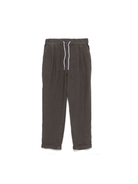 Pantaloni affusolati in lino per bambino Brunello Cucinelli Kids marrone con dettagli plissettati - Rubino Kids