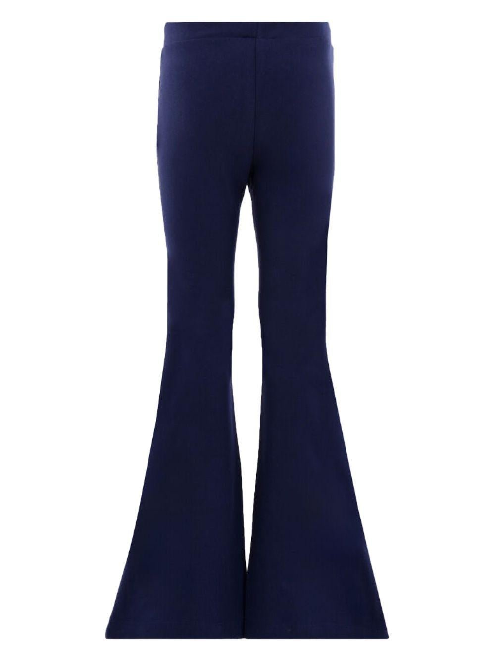 Pantaloni affusolati per bambina Moschino Kids blu con dettaglio logo in vita - Rubino Kids