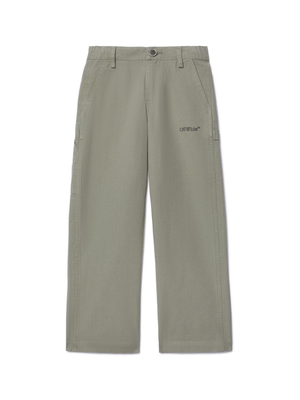 Off-White Kids Bookish trousers for boys in green with two side welt pockets