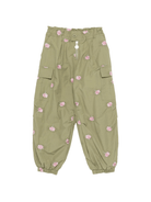 Pantaloni cargo per bambina Stella McCartney Kids verde con ricamo rose - Rubino Kids