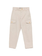 Pantaloni cargo per bambino Balmain Kids beige con bottoni color oro - Rubino Kids