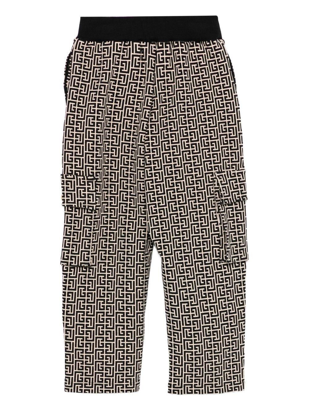 Pantaloni cargo per bambino Balmain Kids beige con motivo geometrico - Rubino Kids